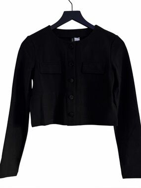 h&m cropped button acket